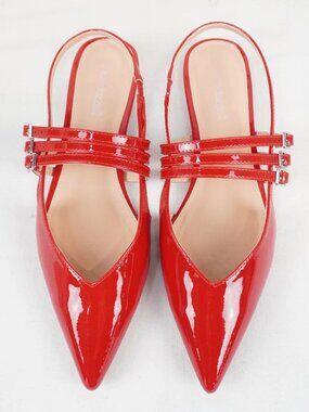 Shoe Dazzle Iryna Three Strap Buckle Slingback Sandal Formal Party Travel Work